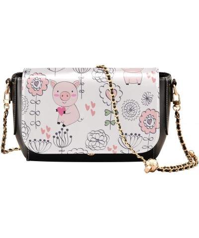 Hand Drawn Pigs Crossbody Bags for Women Purse Leather Shoulder Bag Handbag for Work Daily Gifts $18.00 Shoulder Bags