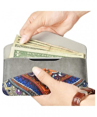 Women's Card Wallet Envelope Style Credit Card Holder Cute Cash Wallet for Ladies Blue Canvas with PU Leather $9.43 Wallets