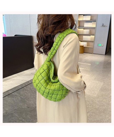 Quilted Puffer Tote Bags for Women Lightweight Quilted Padding Shoulder Bag Satchel Handbag Zip Puffer Bag Green S-khaki $14....