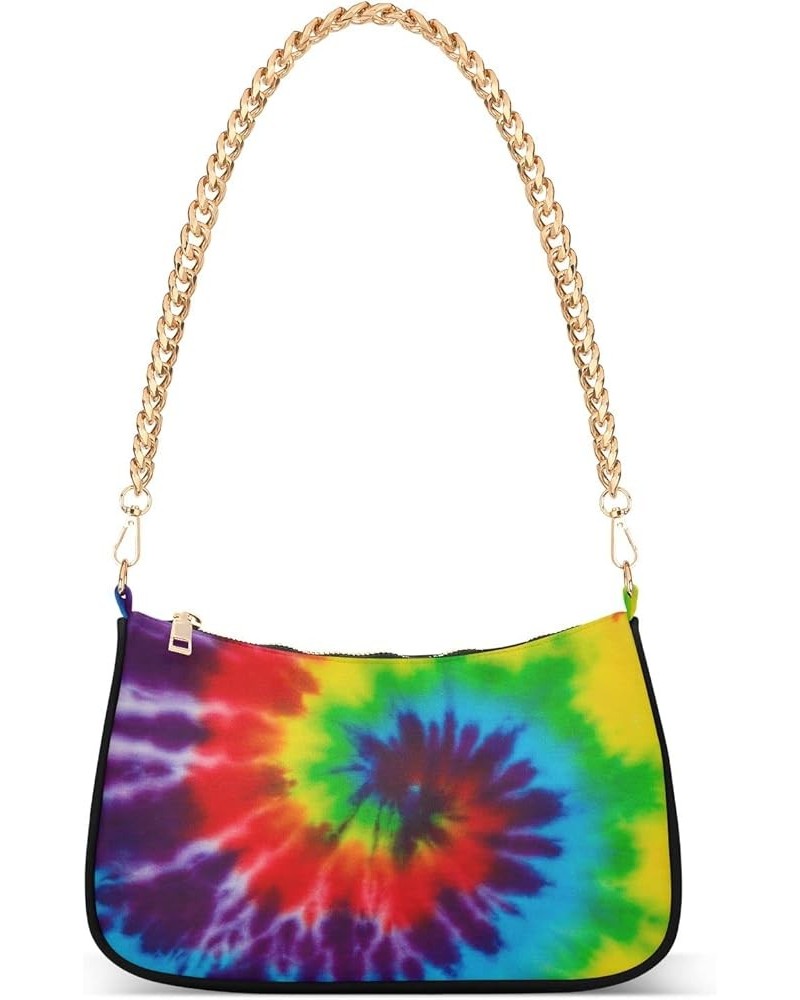 Chamomiles Flower Small Purses Hobo Tote Bag Womens Handbags Designer Chain One Shoulder Purse Rainbow Color Tie Dye $14.40 S...