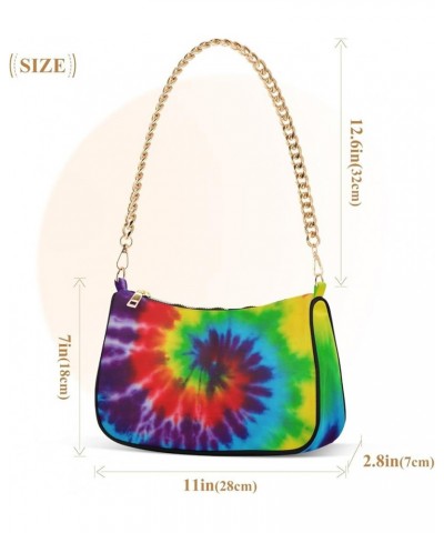 Chamomiles Flower Small Purses Hobo Tote Bag Womens Handbags Designer Chain One Shoulder Purse Rainbow Color Tie Dye $14.40 S...