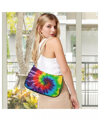 Chamomiles Flower Small Purses Hobo Tote Bag Womens Handbags Designer Chain One Shoulder Purse Rainbow Color Tie Dye $14.40 S...