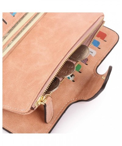 Wallets for Women RFID Trifold Clutch Fashion PU Leather Long Purse Ladies Credit Card Holder Shiny Light Pink $9.84 Wallets