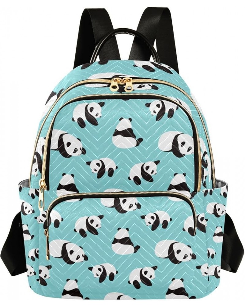 Women Backpack Aqua Panda Bear Anti-Theft Travel Backpack with Luggage Belt Lightweight Handbag Lady Purse Roomy Double Zippe...