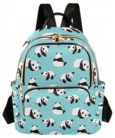 Women Backpack Aqua Panda Bear Anti-Theft Travel Backpack with Luggage Belt Lightweight Handbag Lady Purse Roomy Double Zippe...