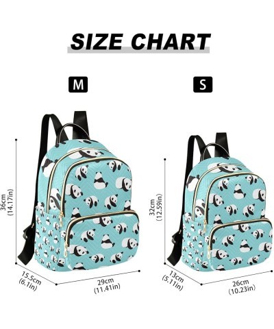 Women Backpack Aqua Panda Bear Anti-Theft Travel Backpack with Luggage Belt Lightweight Handbag Lady Purse Roomy Double Zippe...