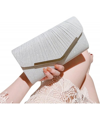 Clutch Bag for Women Stylish Pleated Envelope Bag Simple Evening Dress Clutch Bag Crossbody Handbags,black Silvery $17.73 Eve...