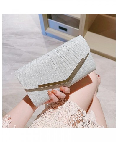 Clutch Bag for Women Stylish Pleated Envelope Bag Simple Evening Dress Clutch Bag Crossbody Handbags,black Silvery $17.73 Eve...