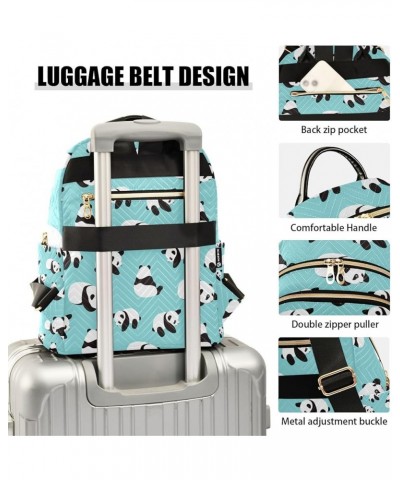 Women Backpack Aqua Panda Bear Anti-Theft Travel Backpack with Luggage Belt Lightweight Handbag Lady Purse Roomy Double Zippe...