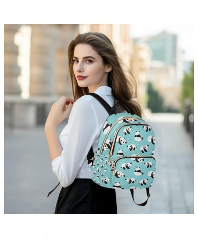 Women Backpack Aqua Panda Bear Anti-Theft Travel Backpack with Luggage Belt Lightweight Handbag Lady Purse Roomy Double Zippe...