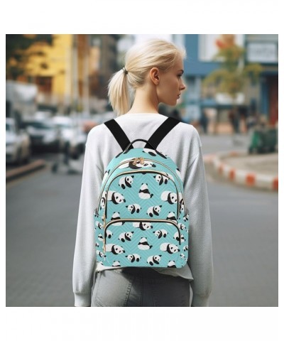 Women Backpack Aqua Panda Bear Anti-Theft Travel Backpack with Luggage Belt Lightweight Handbag Lady Purse Roomy Double Zippe...