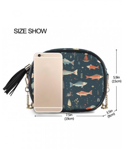 Crossbody Purse Small Crossbody Bags Shoulder Handbags Blue Orange Fish for Women $11.75 Shoulder Bags