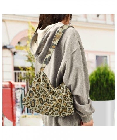 Women Boho Handbag Retro Brown Leopard Print Underarm Bag Tote Bag Shoulder Bag Crossbody Bag Fluffy Cell Phone Purse Lady Tr...