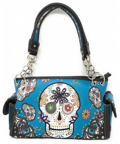 Women's Flora Candy Skull Handbag Purse in 3 colors Turq $22.05 Shoulder Bags