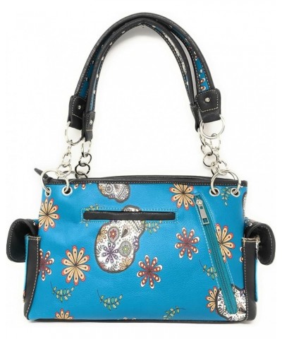 Women's Flora Candy Skull Handbag Purse in 3 colors Turq $22.05 Shoulder Bags