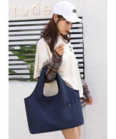 Mommy's shoulder bag Tot Bag Women's Fashion Simple Crossbolic Bag Large -capacity Pack Nylon Bag Shopping Bag Blue $12.42 Sh...