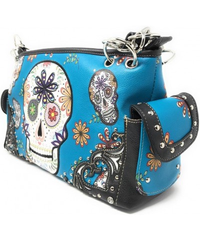 Women's Flora Candy Skull Handbag Purse in 3 colors Turq $22.05 Shoulder Bags