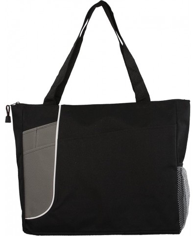 Two-Toned Poly Zippered Tote Bag Black $10.61 Handbags