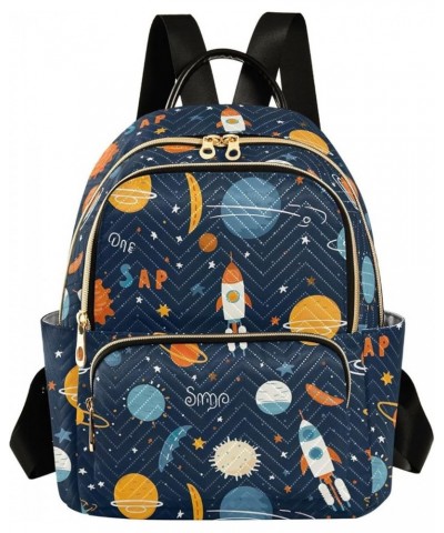 Space Rocket Planet Galaxy Backpack for Women Fashion Shoulder Bags Small Casual Daypack Travel Bag S 202a3024 M(11.4"x6.1"x1...