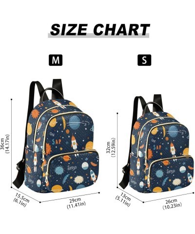 Space Rocket Planet Galaxy Backpack for Women Fashion Shoulder Bags Small Casual Daypack Travel Bag S 202a3024 M(11.4"x6.1"x1...