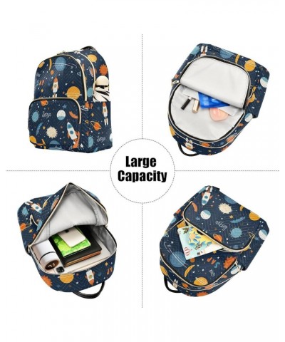 Space Rocket Planet Galaxy Backpack for Women Fashion Shoulder Bags Small Casual Daypack Travel Bag S 202a3024 M(11.4"x6.1"x1...