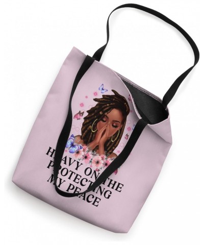 Heavy On The Protecting My Peace Afro Black Woman Self-Care Tote Bag $11.28 Totes