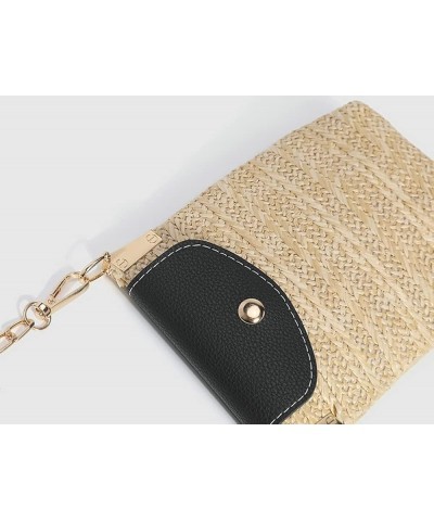 Straw Crossbody Bag for Women Versatile Small Purse Wallet Beach Cell Phone Handbag Shoulder Bag with Chain Blue Yellow $16.8...