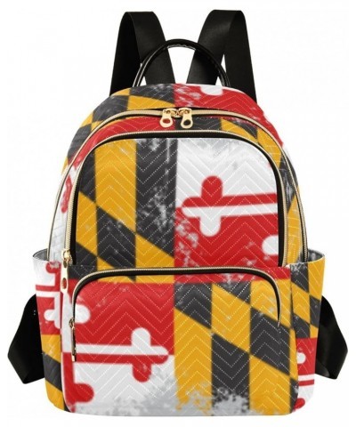 Patriot Women Backpack Flag Of Maryland Grunge Anti-Theft Travel Backpack with Luggage Belt Lightweight Handbag Lady Purse Ro...