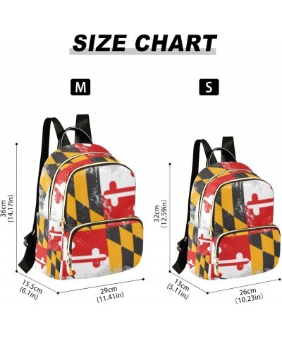 Patriot Women Backpack Flag Of Maryland Grunge Anti-Theft Travel Backpack with Luggage Belt Lightweight Handbag Lady Purse Ro...