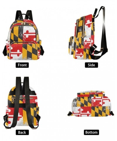 Patriot Women Backpack Flag Of Maryland Grunge Anti-Theft Travel Backpack with Luggage Belt Lightweight Handbag Lady Purse Ro...