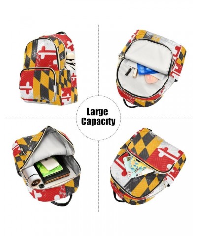 Patriot Women Backpack Flag Of Maryland Grunge Anti-Theft Travel Backpack with Luggage Belt Lightweight Handbag Lady Purse Ro...