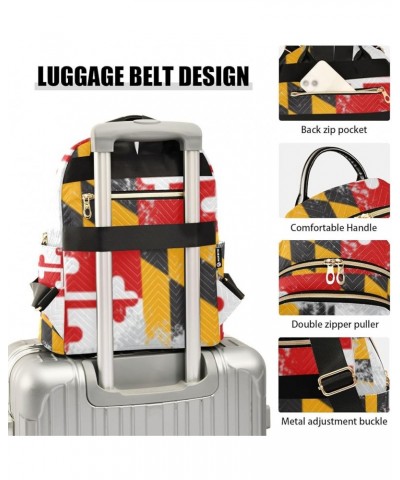 Patriot Women Backpack Flag Of Maryland Grunge Anti-Theft Travel Backpack with Luggage Belt Lightweight Handbag Lady Purse Ro...