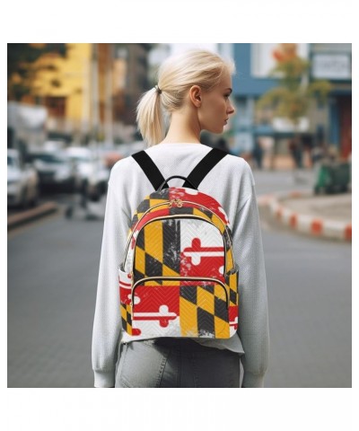 Patriot Women Backpack Flag Of Maryland Grunge Anti-Theft Travel Backpack with Luggage Belt Lightweight Handbag Lady Purse Ro...