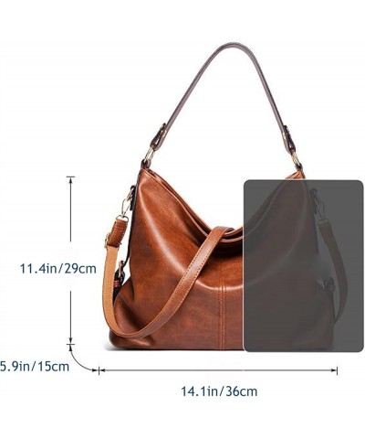 Women Soft Synthetic PU Leather Tote Satchel Hobo Clutches Simple Shoulder Crossbody Messenger Handbags-Blue Brown $34.79 Totes