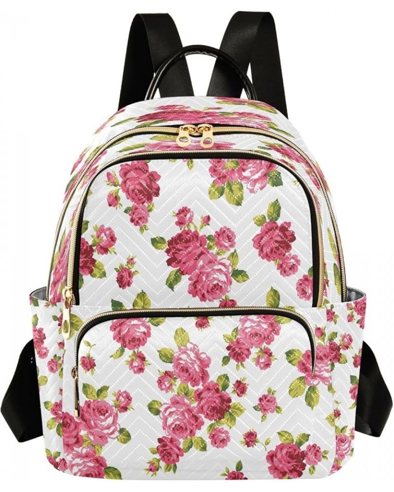 Rose Flower Floral Women Backpack Purse Ladies Fashion Shoulder Bag Daypack Travel Bag 7.5L Small $12.40 Backpacks