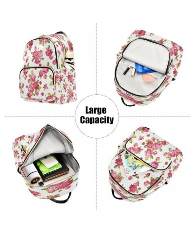 Rose Flower Floral Women Backpack Purse Ladies Fashion Shoulder Bag Daypack Travel Bag 7.5L Small $12.40 Backpacks