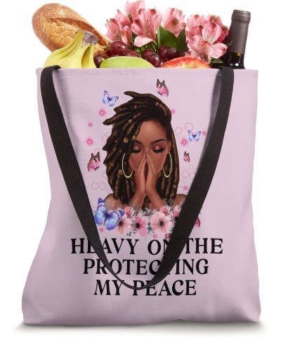 Heavy On The Protecting My Peace Afro Black Woman Self-Care Tote Bag $11.28 Totes