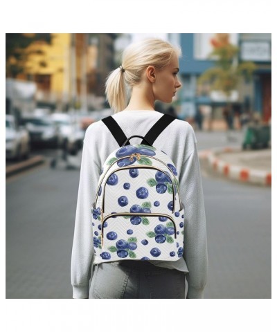 Blue Blueberry Fruits Backpack for Women Shoulder Bag Lightweight Mini Backpack Casual Daypack Back Pack for Travel Work Mini...