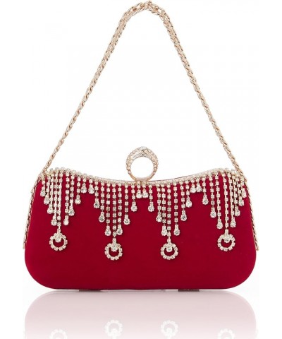 Clutch Purses for Women - Evening Bag Tassel Pendant Clutch for Bride Party Prom Wedding Z-red $11.00 Evening Bags