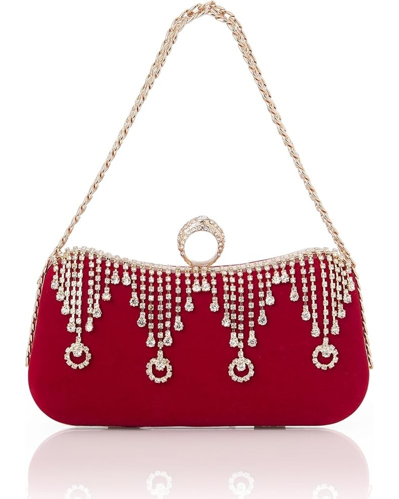 Clutch Purses for Women - Evening Bag Tassel Pendant Clutch for Bride Party Prom Wedding Z-red $11.00 Evening Bags