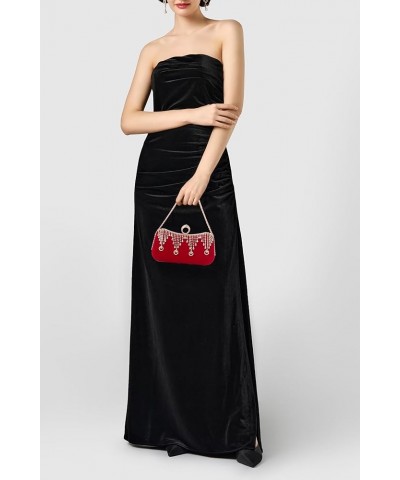 Clutch Purses for Women - Evening Bag Tassel Pendant Clutch for Bride Party Prom Wedding Z-red $11.00 Evening Bags