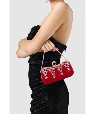 Clutch Purses for Women - Evening Bag Tassel Pendant Clutch for Bride Party Prom Wedding Z-red $11.00 Evening Bags