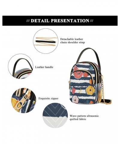 Quilted Crossbody Bags for Women,Watermelon Black White Stripe Women's Crossbody Handbags Small Travel Purses Phone Bag $10.5...