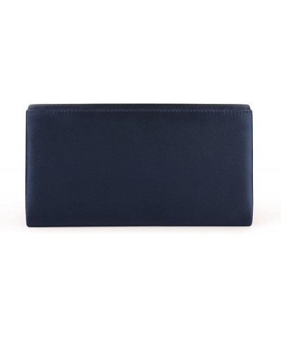 Evening Bags For Women Pleated Satin Rhinestone Brooch Prom Clutch Purse With Detachable Chain Strap Navy $14.57 Evening Bags