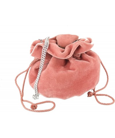 British Hand Made Fantasy Suede Velvet Drawstring Clutch Shoulder Cross-body Bag Peach Pink $18.89 Clutches