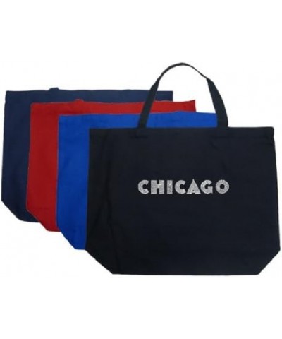 Large Word Art Royal Chicago Tote Bag - Created Using Some of Chicago's Most Popular Neighborhoods $9.53 Shoulder Bags