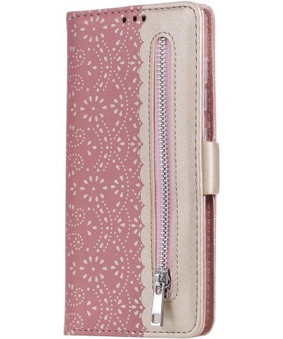 Wallet Case for Samsung Galaxy S21 6.2 Inch, Elegant Lace Flower Printed Soft PU Leather Zipper Pocket Purse Case Flip Kickst...