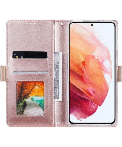 Wallet Case for Samsung Galaxy S21 6.2 Inch, Elegant Lace Flower Printed Soft PU Leather Zipper Pocket Purse Case Flip Kickst...