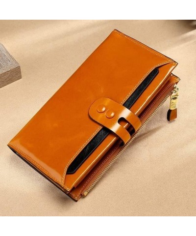 Retro Fashion Women's Leather Wallet，Luxury Multi-Card Wax Leather Wallet，high-end Retro Ladies Long Anti-Theft Brush Clutch ...