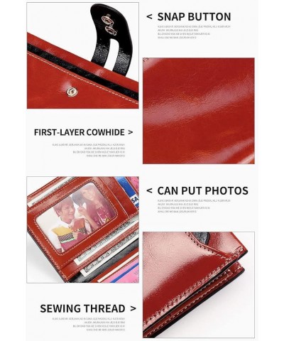 Retro Fashion Women's Leather Wallet，Luxury Multi-Card Wax Leather Wallet，high-end Retro Ladies Long Anti-Theft Brush Clutch ...